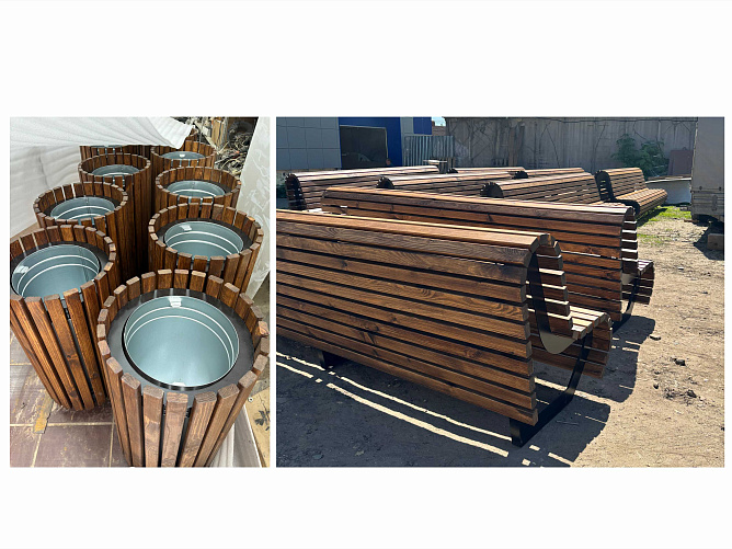 Скамейки и урны профилакторий Морозовский г. Арзамас