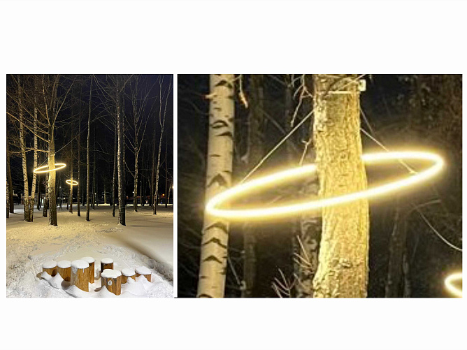 Световое оформление парка в Угличе